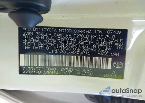 2010 Toyota Prius Ii from USA, damaged, VIN JTDKN3DUXA0024316